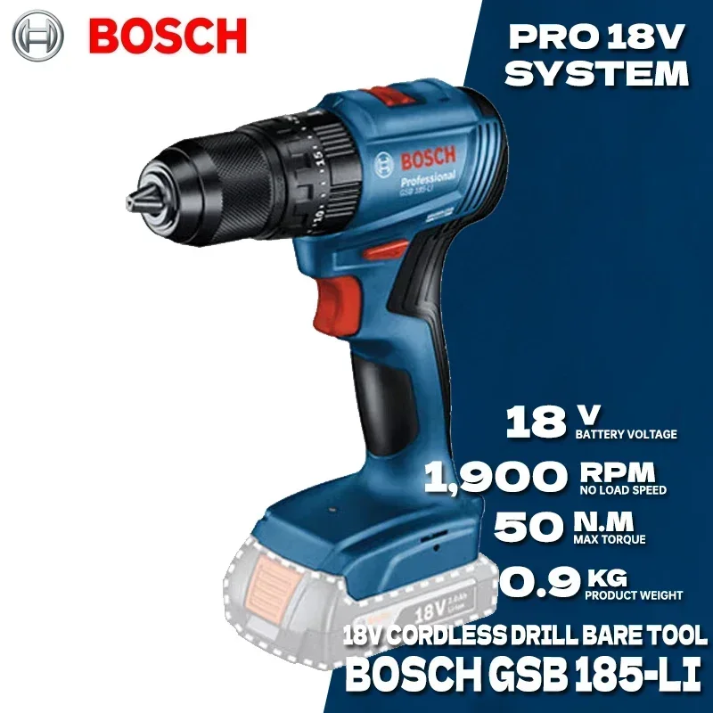 Bosch Drill Gsb 18V - BOSCH GSB 185-LI Brushless Cordless Impact