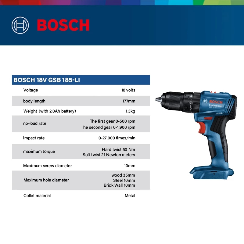 Bosch Drill Gsb 18V - Bosch GSB 185-LI 18V Brushless Cordless